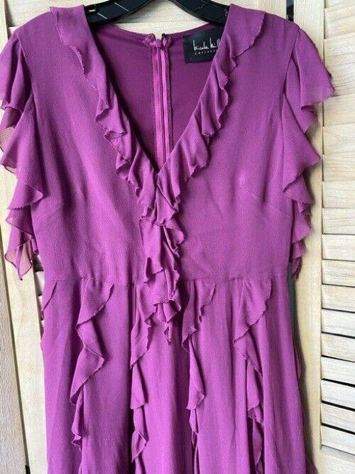 Nicole Miller Purple New Waterfalls Ruffles Msrp Small Short Casual Dress