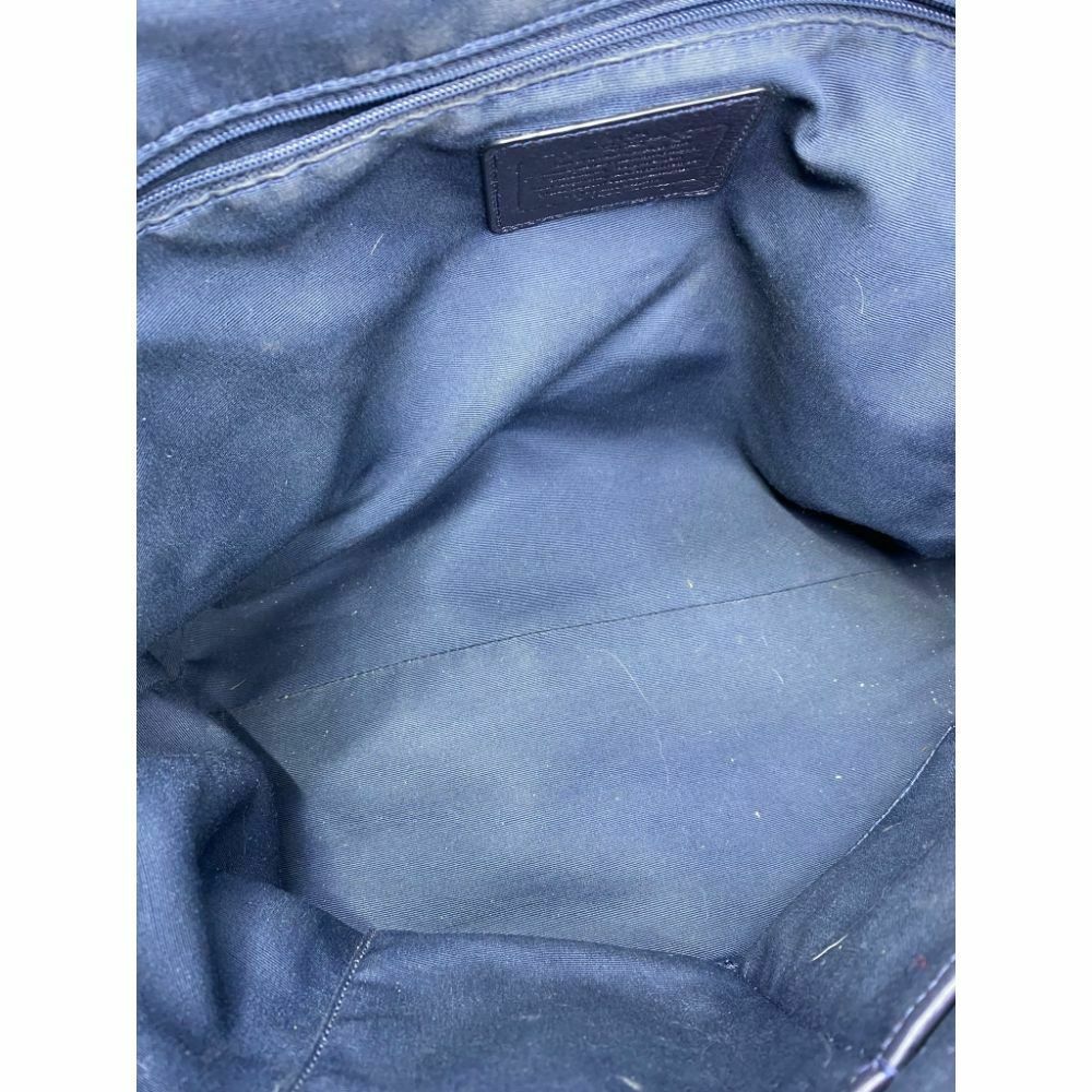 COACH Navy Blue XL Leather Shoulder Bag Very Good Condition