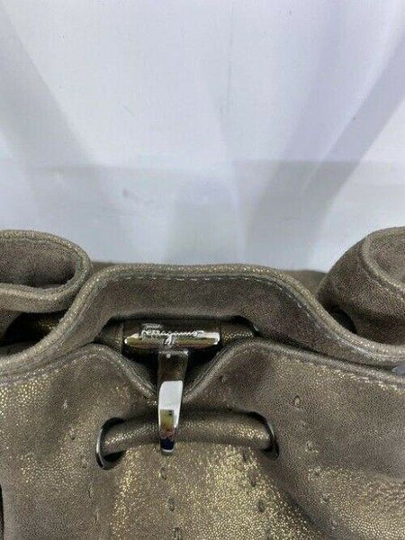 salvatore ferragamo handbag bronze shoulder bag