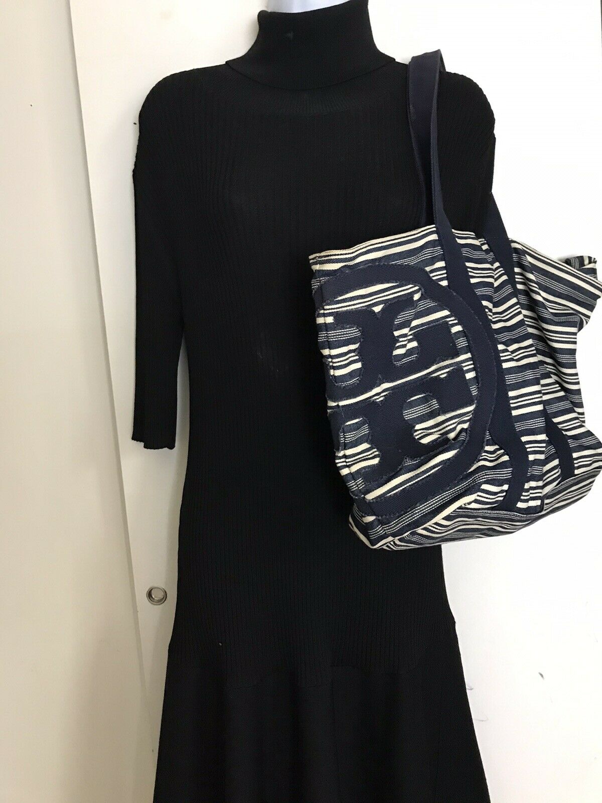 TORY BURCH Fabric striped tote bag