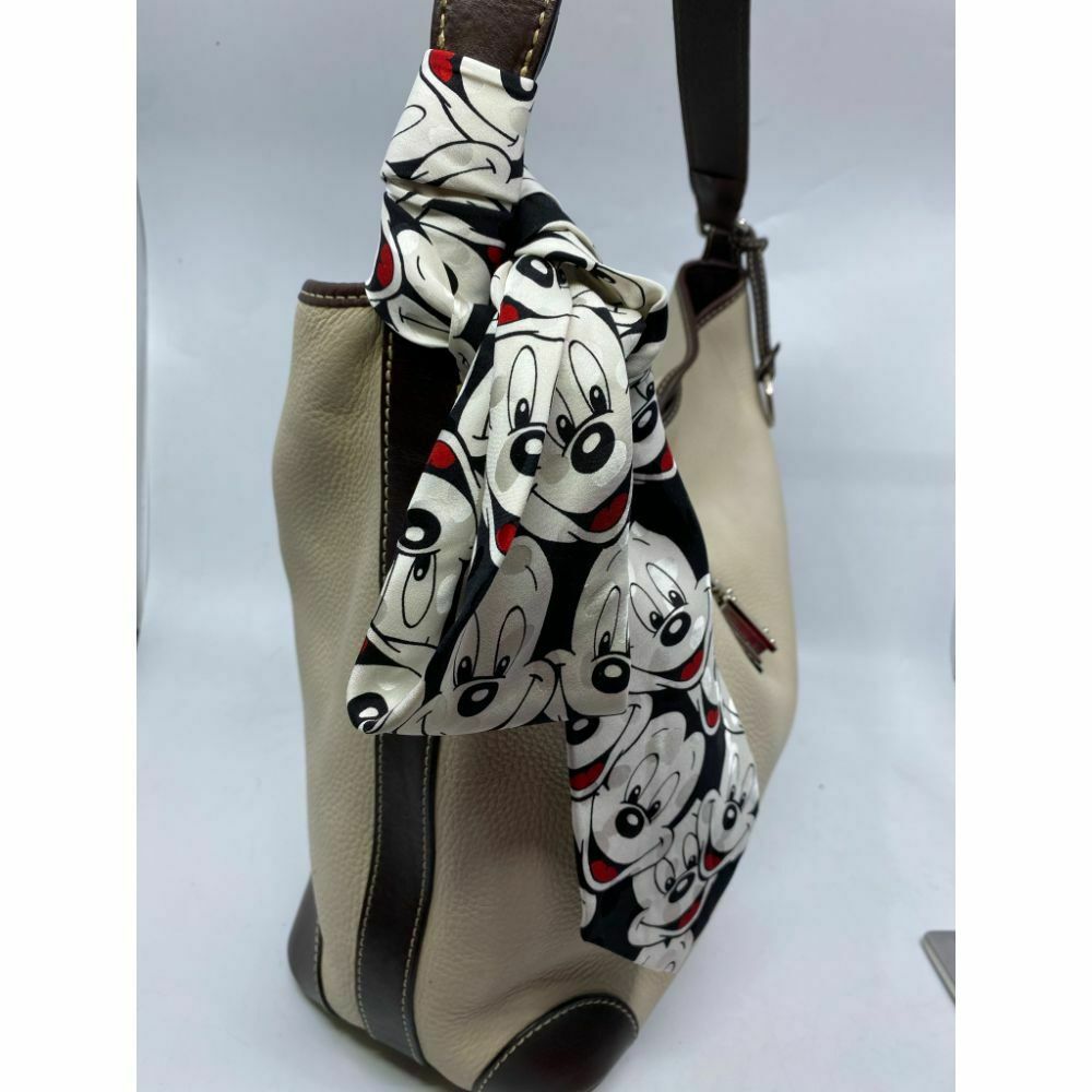 DOONEY & BOURKE Vintage White/ Brown Hobo Bag w/ detachable Mickey Mouse Sash