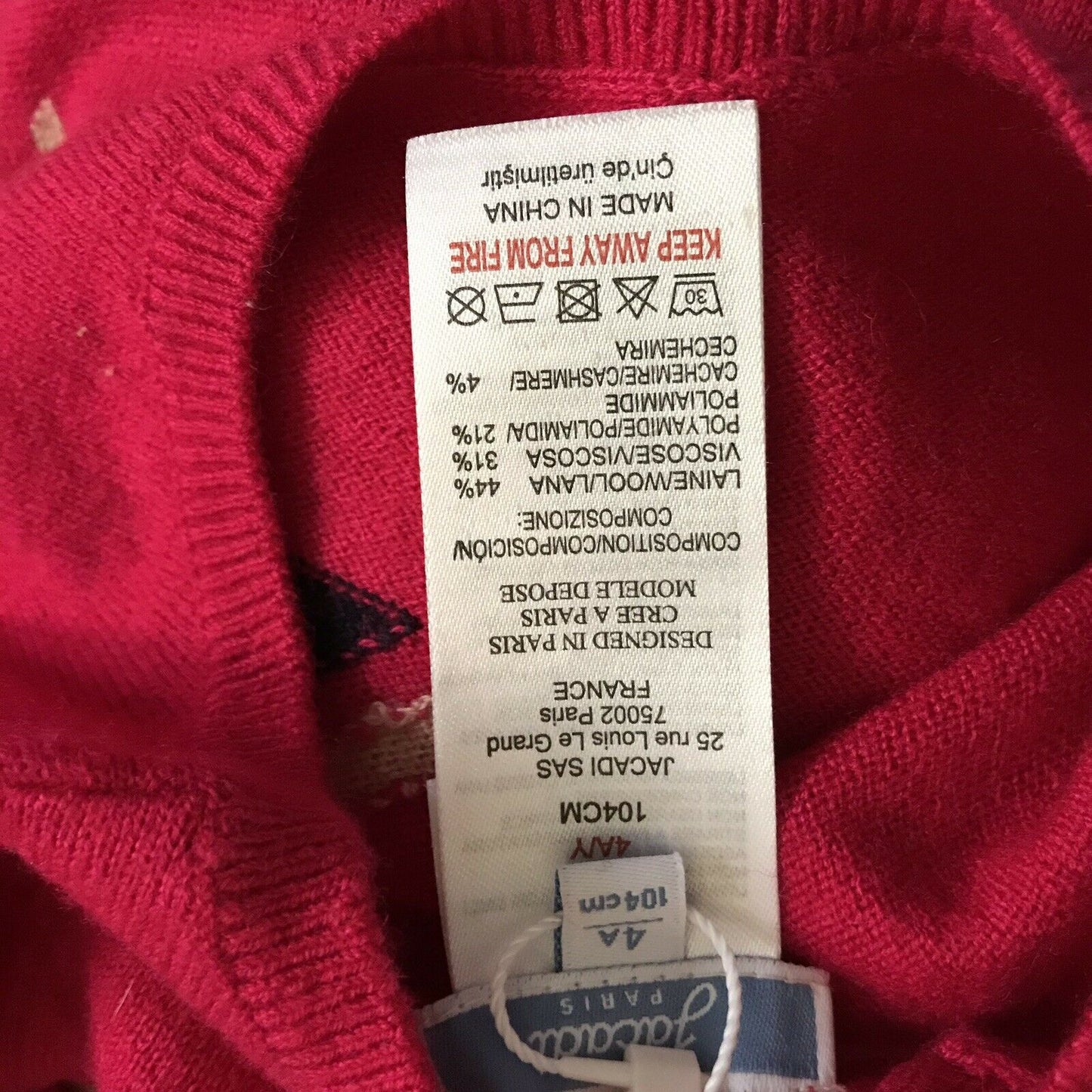NWT! JACADI Red Knit LS Woof! Sweater Sz 4yr