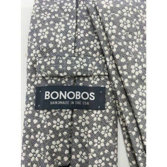New! BONOBOS Gray White Premium Neck Tie Handmade
