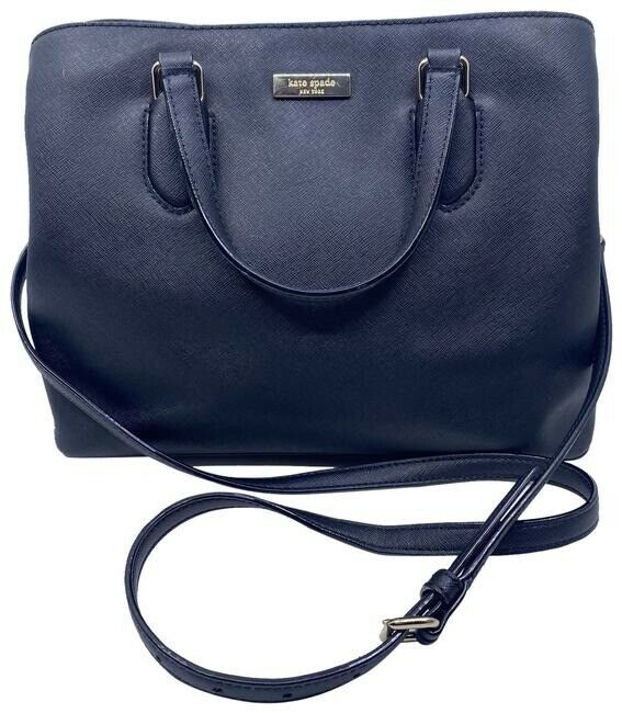 Kate Spade Multi Compartment Zip Middle Zip Black Leather Cross Body Bag