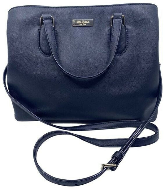 Kate Spade Multi Compartment Zip Middle Zip Black Leather Cross Body Bag