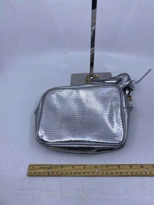 Victoria S Secret Gold Chain Silver Faux Leather Cross Body Bag