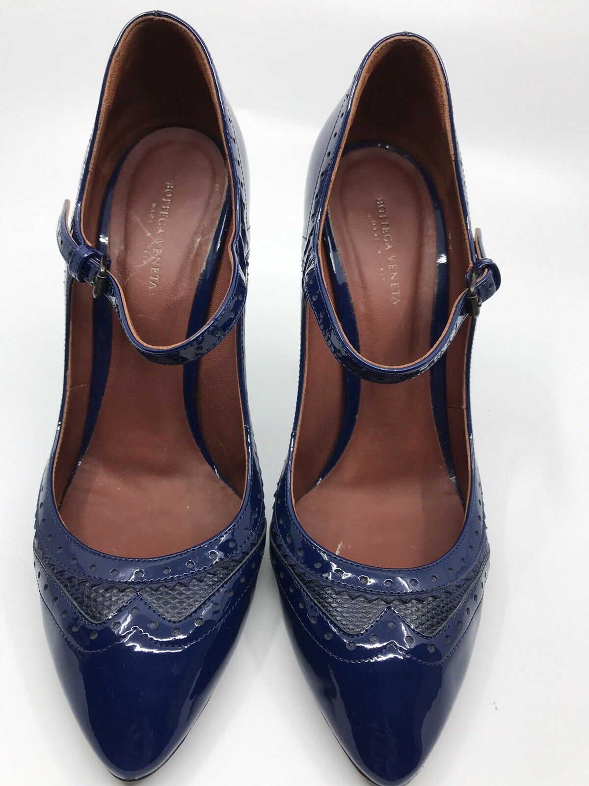 BOTTEGA VENETTA Blue high Heel Mary Jane Pumps 38.5