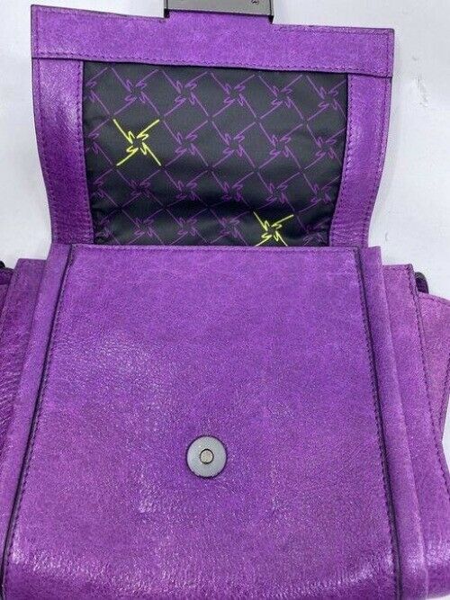 Nicole Miller Nwot Msrp Purple Leather Cross Body Bag