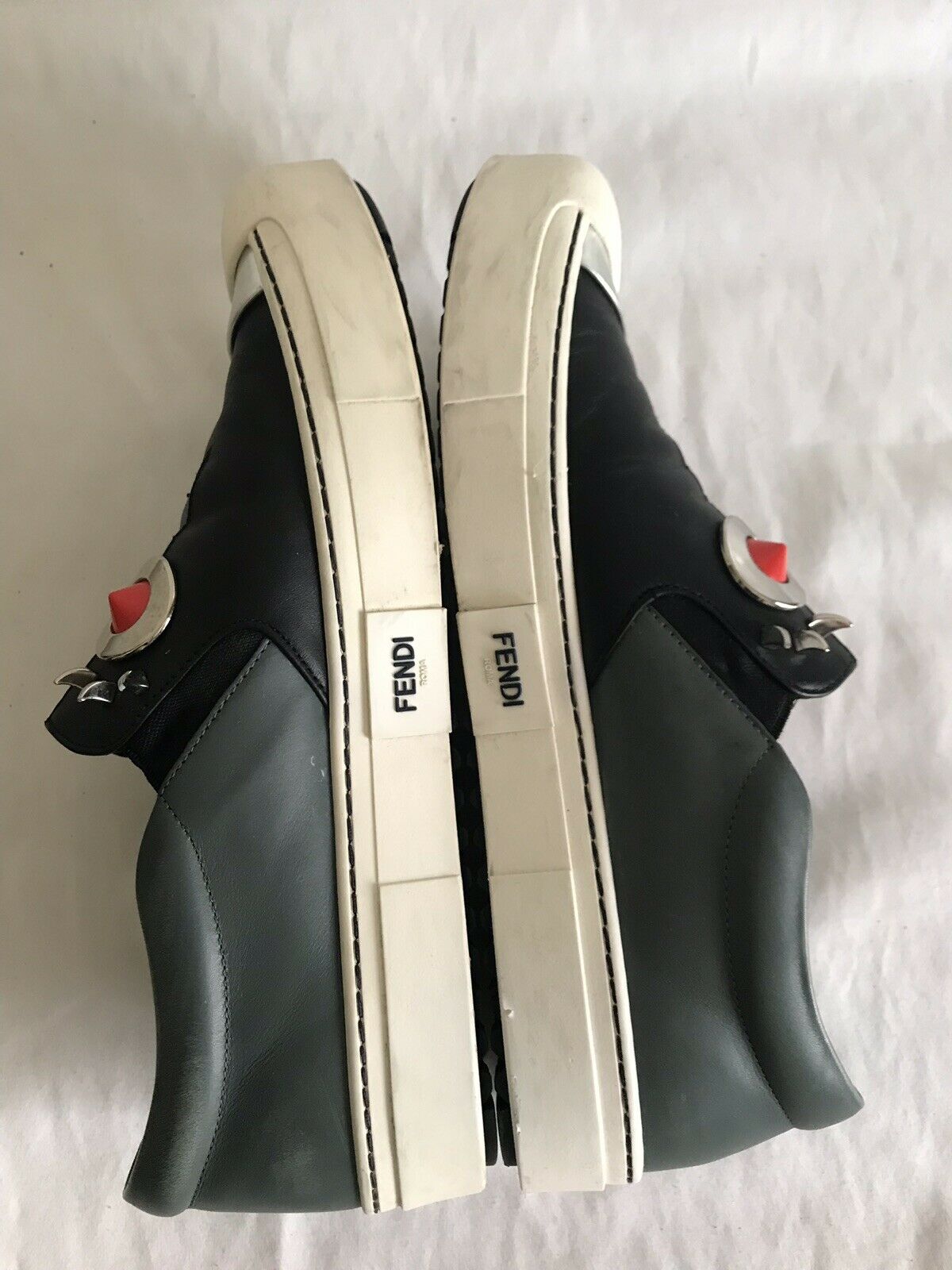 Fendi Studded Monster Face Slip On Sneakers