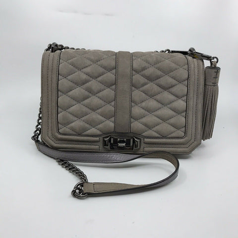 REBECCA MINKOFF Grey Suede Crossbody Chevron bag