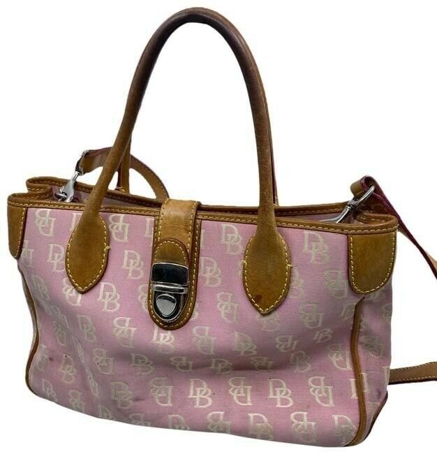 Dooney And Bourke Dual Purpose Pink Canvas Shoulder Bag