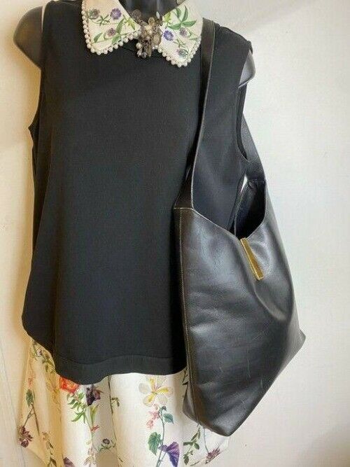 gucci xl vintage black leather hobo bag