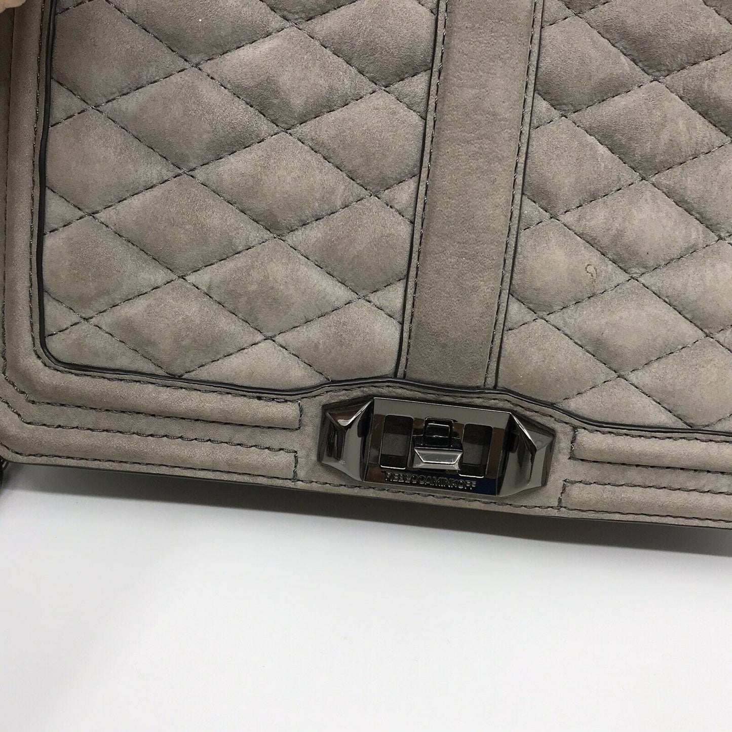 REBECCA MINKOFF Grey Suede Crossbody Chevron bag