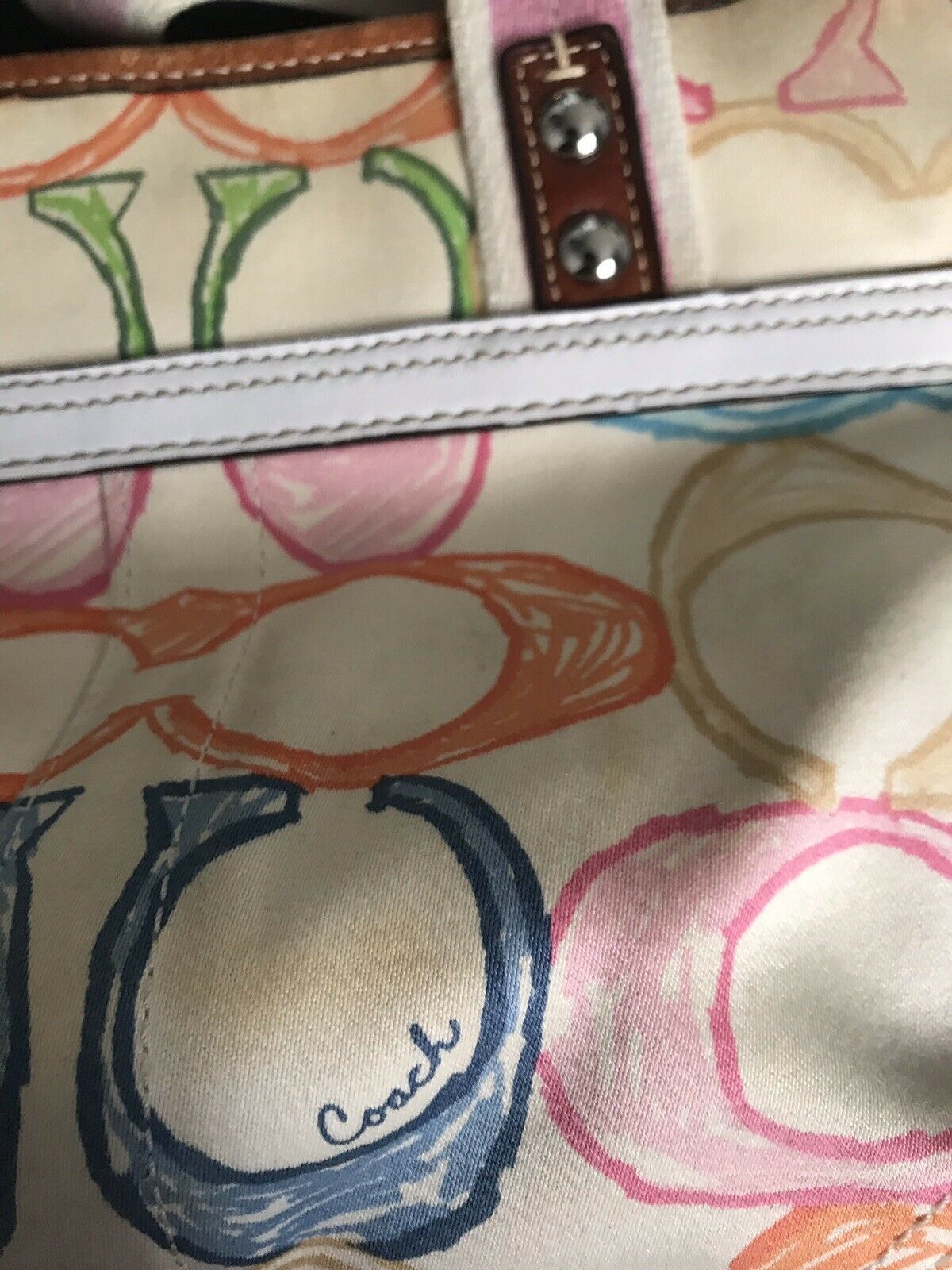 COACH Beige/multi-colored Canvas All Over Logo Handbag