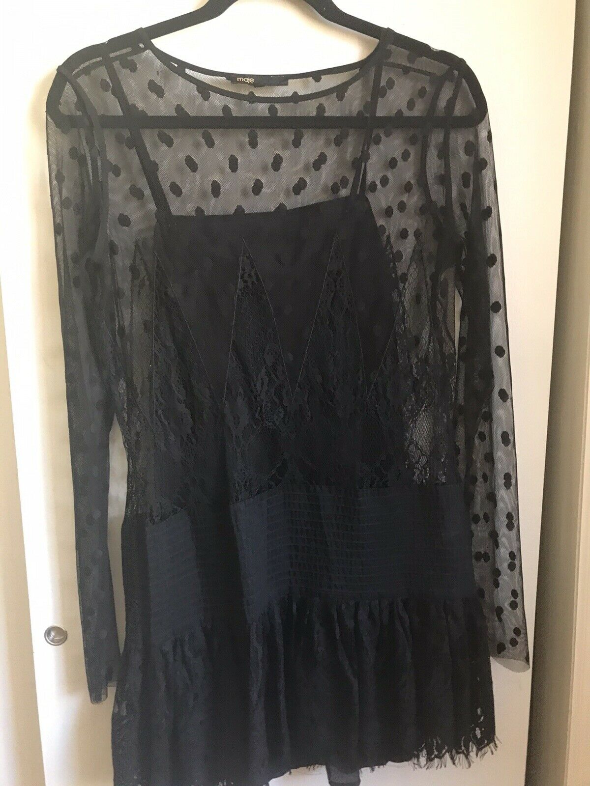 MAJE Black Lace Dress Size 1