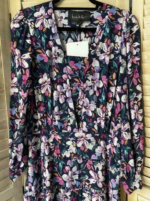 Nicole Miller White Pink Blue New Floral Mini Msrp Mid Length Short Casual Dress