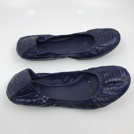 TORY BURCH Navy Snake Skin ballet Flats Size 9