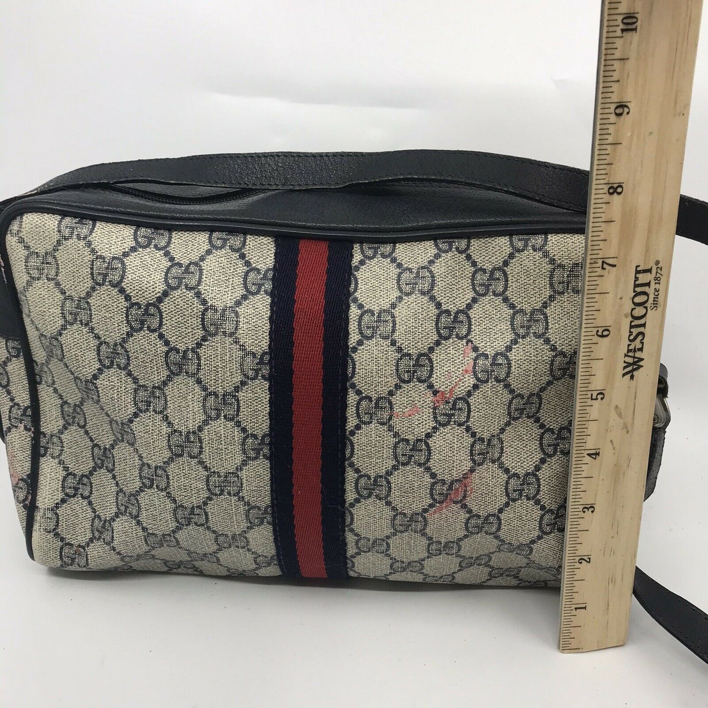 GUCCI Vintage Navy  Shoulder Bag All Over Signature