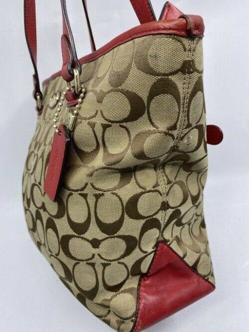 Coach Medium Tote Msrp Beige Tan Jacquard Fabric Shoulder Bag