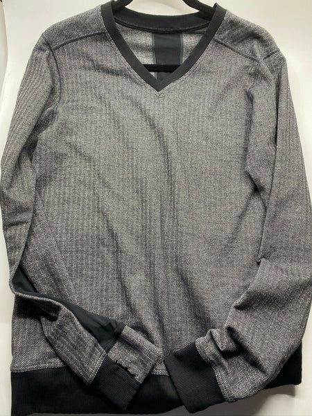 LULULEMON Womens Gray Black Long Sleeves Stylish V-Neck Sweaters Size: 4