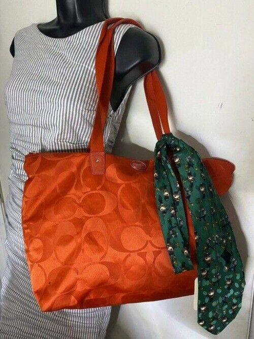 coach w w detachable specialty tie accent coral shoulder bag