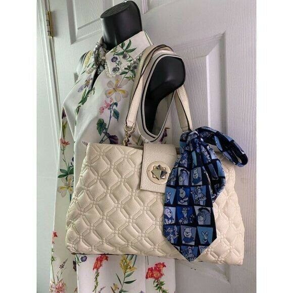 KATE SPADE Leather Handbag W/ Winnie The Pooh Silk