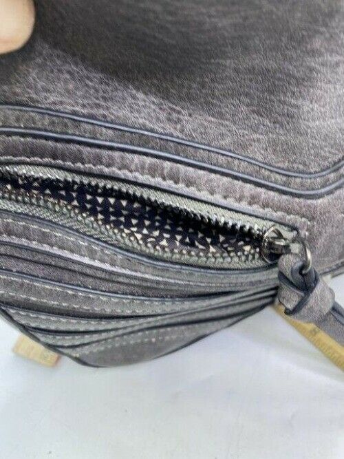 mms design studio zipper gray leather cross body bag