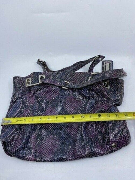 b makowsky snakeskin large purple black leather shoulder bag