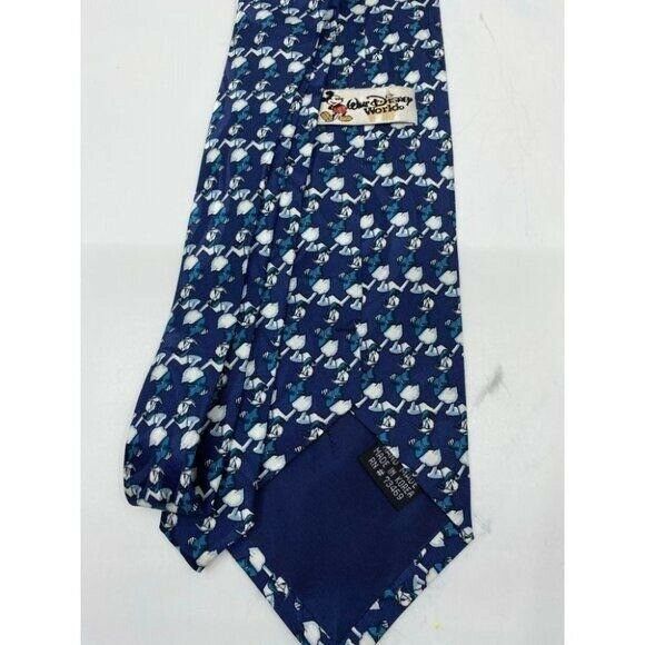 NWOT Disney Novelty Blue White Neck Tie 100% Silk