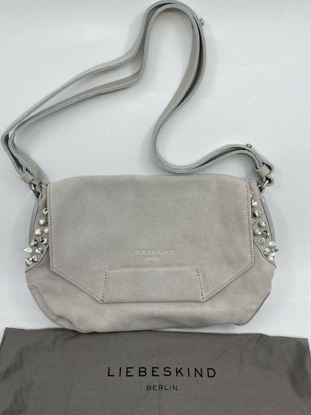 LIEBESKIND Grey Suede Leather Shoulder Bag