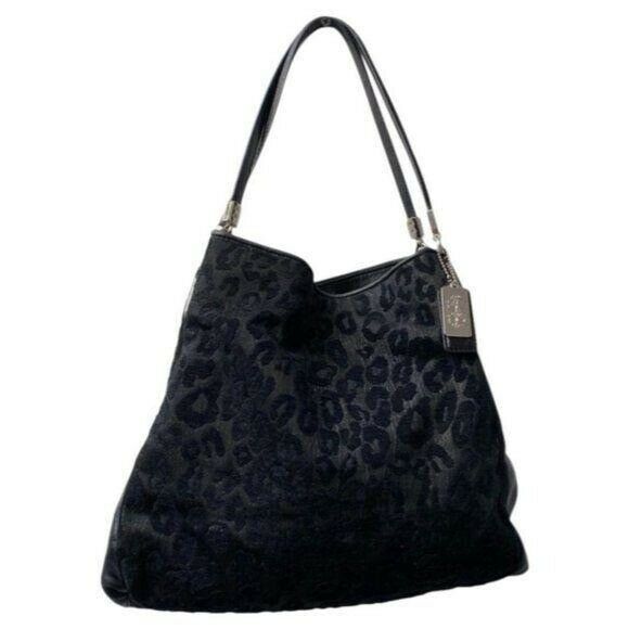 COACH Large Black Jacquard Fabric Tote Bag
