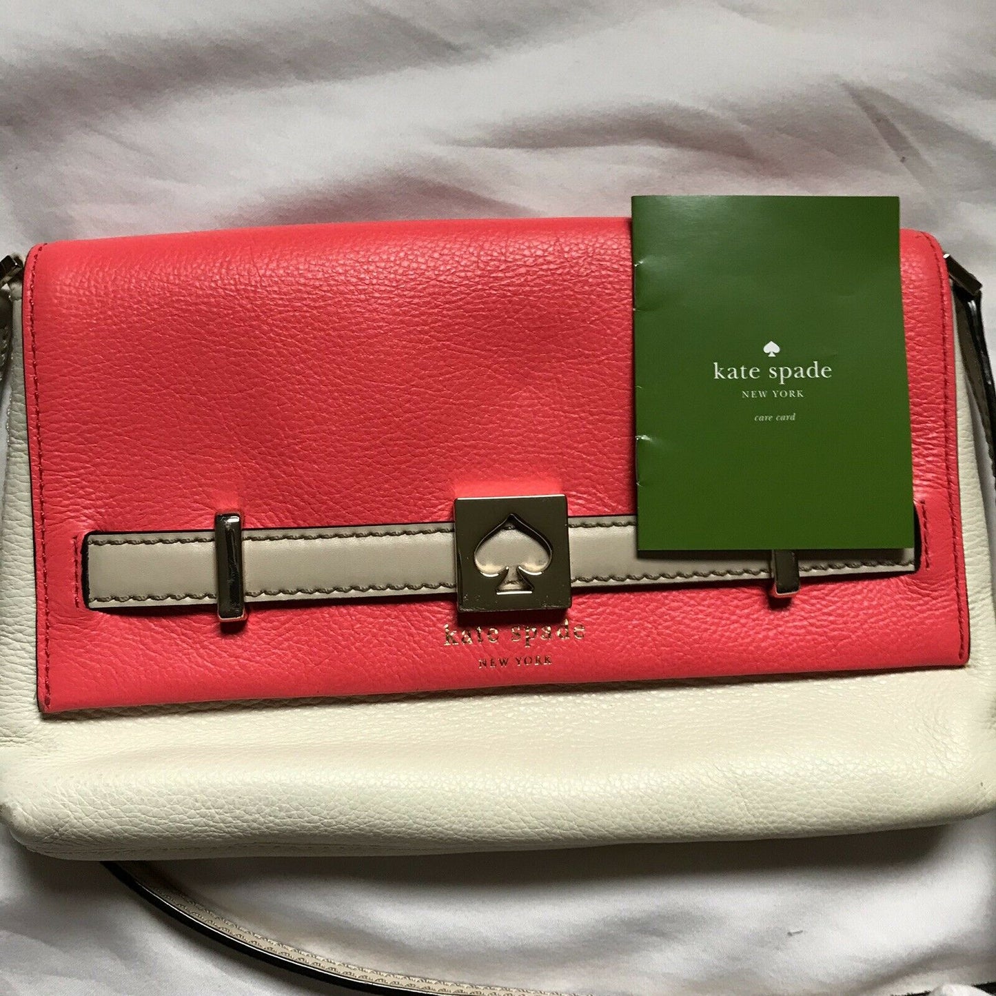 KATE SPADE Fuschia/ Cream Leather Crossbody
