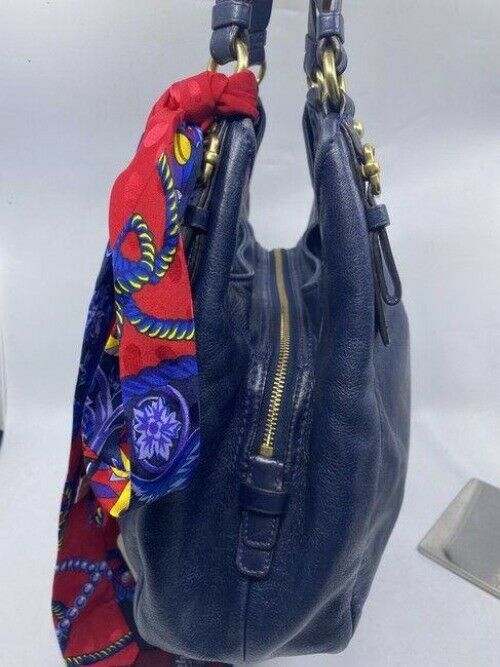 coach tote w large bag tote w detachable specialty navy leather shoulder bag