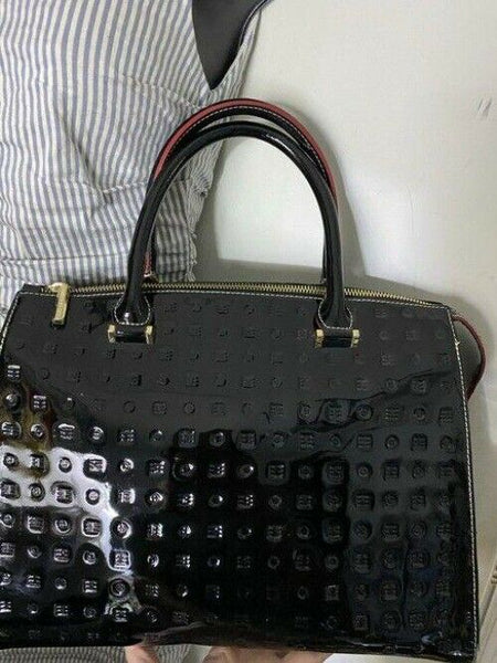 Arcadia Handbag Made In Italy Black Patent Leather Tote