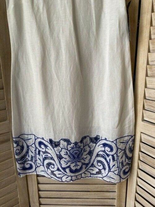 Nicole Miller white w linen w emroidery detail msrp short formal dress