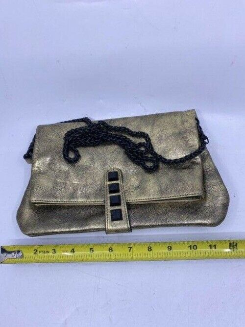 Nicole Miller Nwot Msrp Gold Leather Cross Body Bag