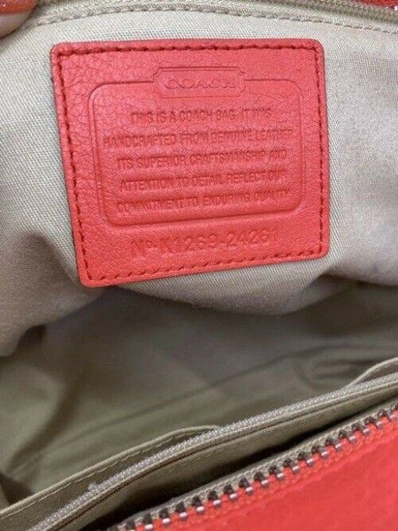 Coach w w pony hair contrast handbag coral leather tote