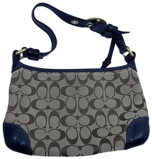 coach medium black beige fabric shoulder bag