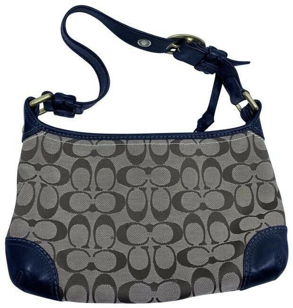 coach medium black beige fabric shoulder bag