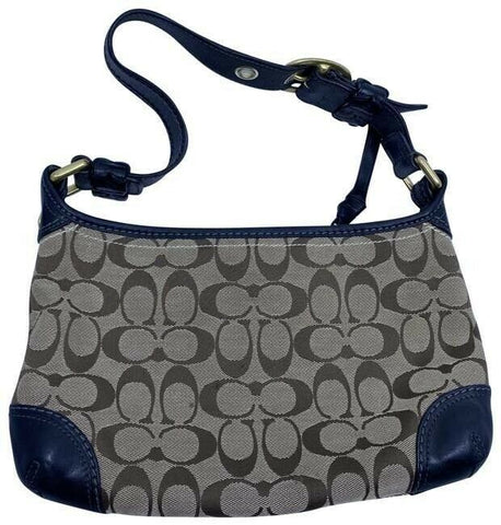 coach medium black beige fabric shoulder bag