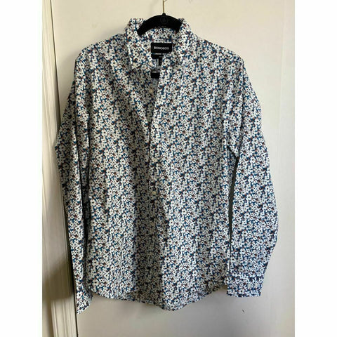 BONOBOS Blue White Orange Printed Long Sleeve Button Down Shirt Size M