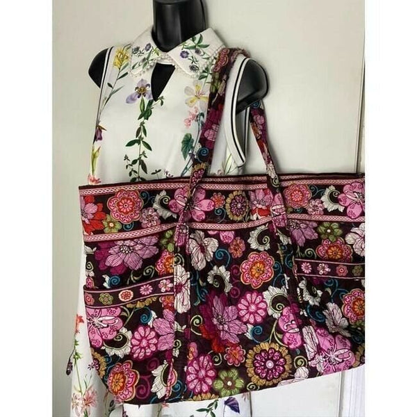 vera bradley bag extra large msrp black white pink tote