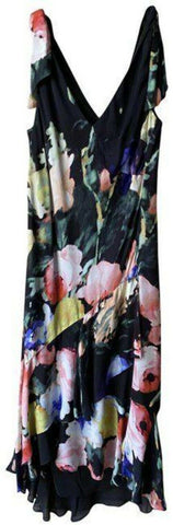nicole miller black multicolor floral long msrp mid length casual maxi dress