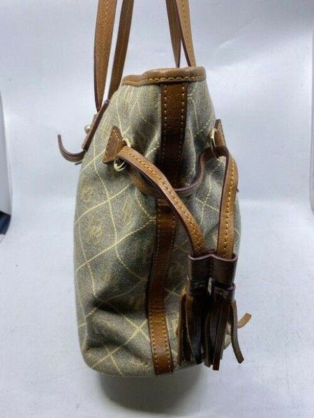 Dooney and Bourke shopping large gray brown fabric tote