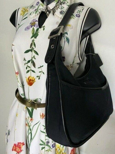 coach medium black fabric shoulder bag