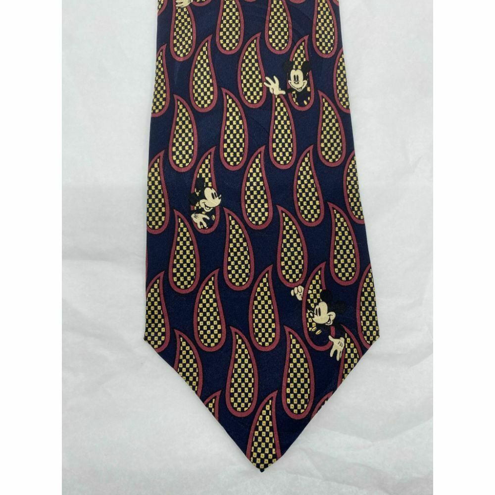 MICKEY MOUSE Disney Neck Tie Black Green Hand Made 100% Silk