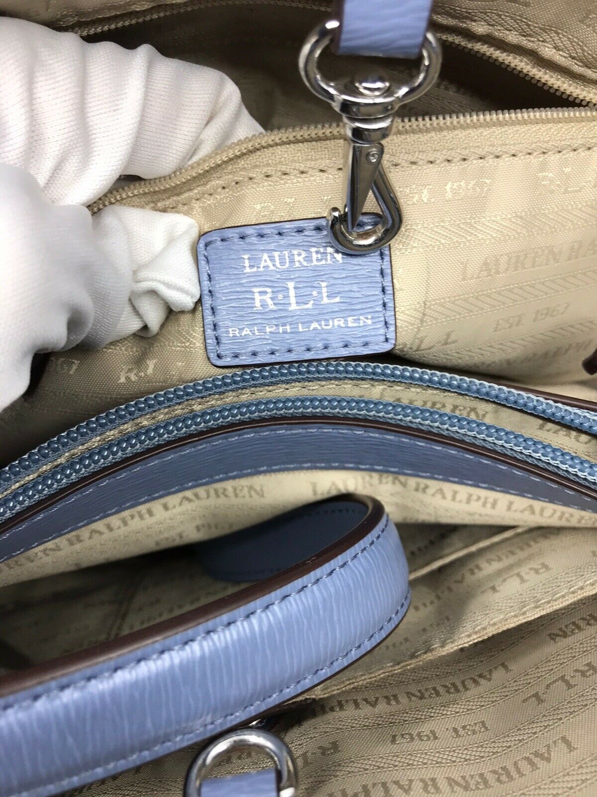 RALPH LAUREN BLUE Large  Leather Tote