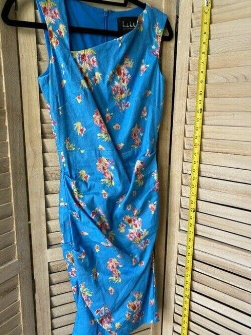 Nicole Miller blue pink nwot blue on linen sheath msrp short formal dress
