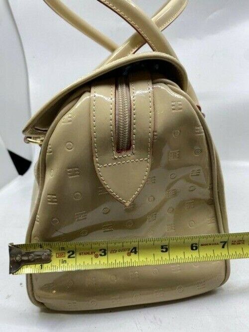 arcadia handbag made in italy cream patent leather tote