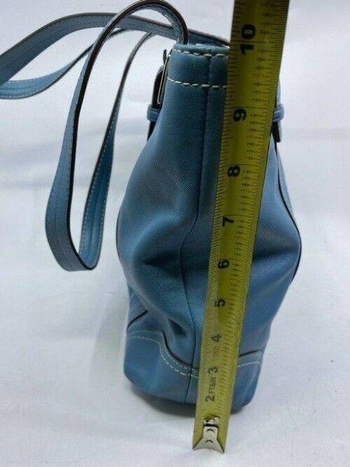 coach large blue leather shoulder bag